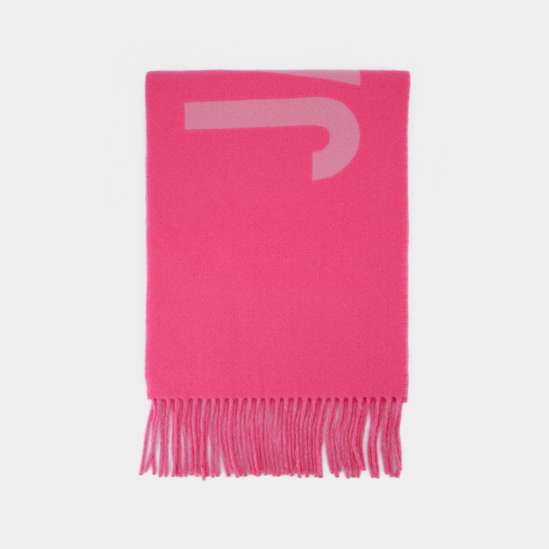 JACQUEMUS ピンク フリンジロゴマフラー　ウール　ジャックムス JACQUEMUS（ジャックムス）の「【JACQUEMUS / ジャックムス】 L