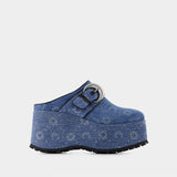 Regenerated Denim Moonogram Slides - Marine Serre - Blue - Cotton