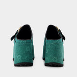 Regenerated Denim Moonogram Slides - Marine Serre - Green - Cotton