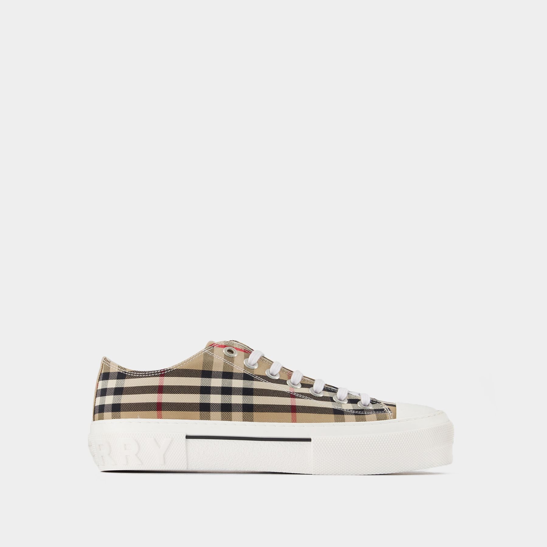 【関税＆送料込み】Burberry Jack L Low Sneakers Lf Tnr Jack L Low Sneakers - Burberry - Beige - Cotton