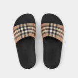 Lf Furley L Check Slides - Burberry - Beige - Polyurethane