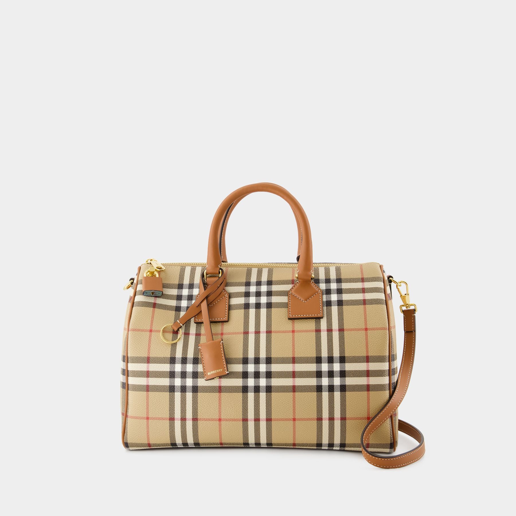 【関税＆送料込み】Burberry 'Bowling' Beige Leather Bag Bowling Bag - Burberry - Leather - Beige