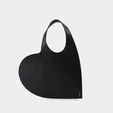 Heart Tote Bag in Black Leather