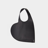 Heart Tote Bag in Black Leather