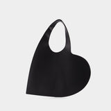 Heart Tote Bag in Black Leather