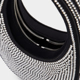 Mini Swipe Handbag - Coperni - Black Crystal - Strass