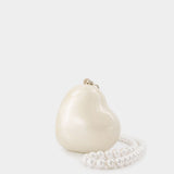 Micro Heart Bracelet With Leather/Pearl Strap