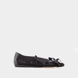Double Bow & Bell Charm Ballerinas - Simone Rocha - Cotton - Black