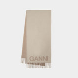 Fringed Scarf in Beige Recycled Wool