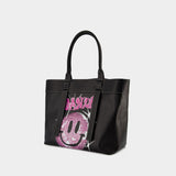 Canvas Medium Tote Bag - Ganni - Phantom - Leather