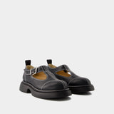 Everyday Buckle Mary Jane Loafers - Ganni - Black