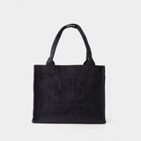 Large Easy Tote Bag - Ganni - Cotton - Black