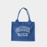 Large Easy Tote Bag - Ganni - Cotton - Denim