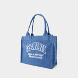 Large Easy Tote Bag - Ganni - Cotton - Denim