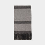 Monogram Jacquard Scarf - TOTEME - Wool - Grey