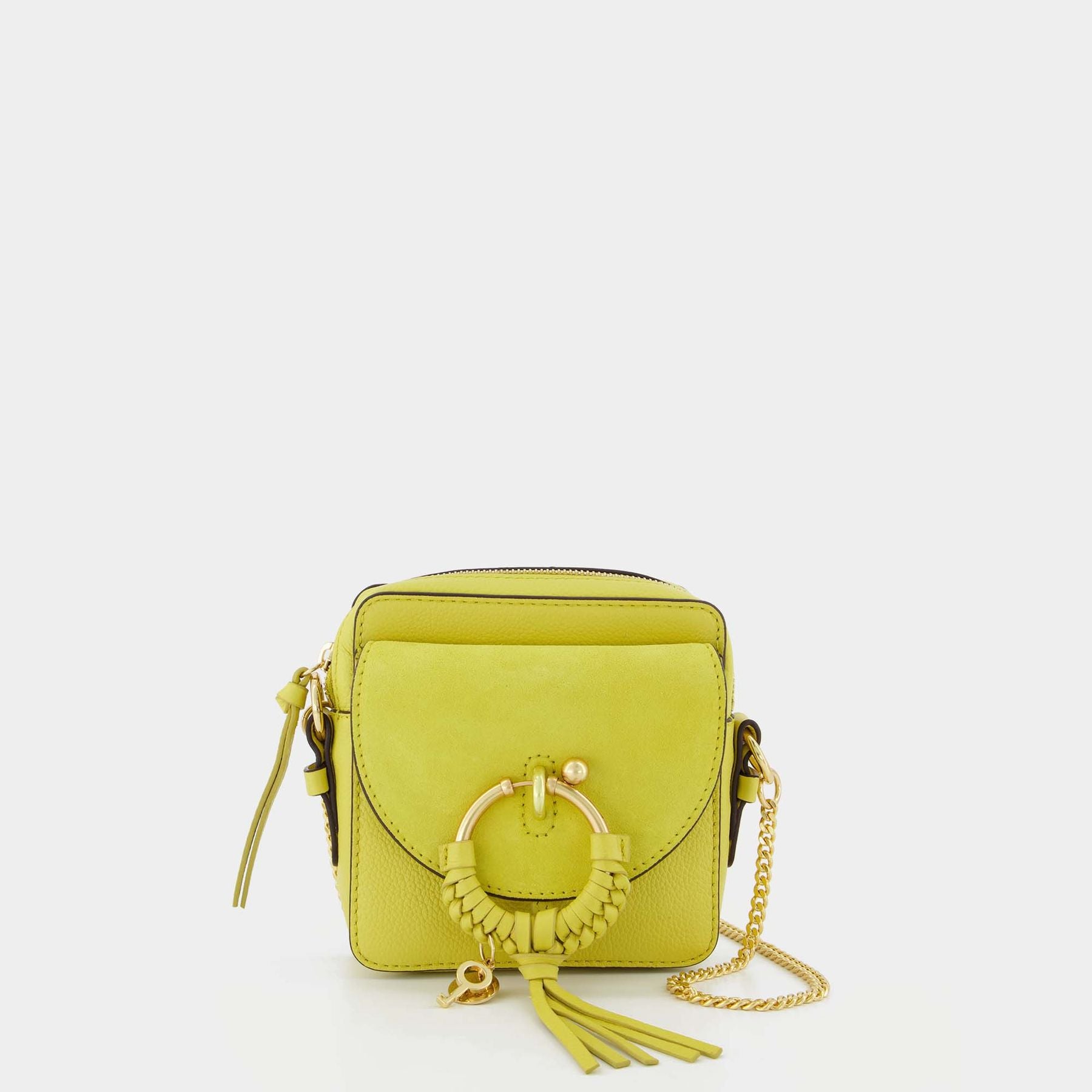 Yellow Leather Crossbody Camera Bag