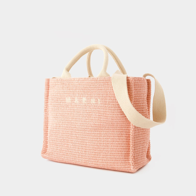 Small Basket Shopper Bag - Marni - Cotton - Light Pink