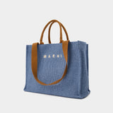 Large Basket Shopper Bag - Marni - Cotton - Blue
