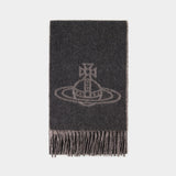 Double Face Single Orb Scarf - Vivienne Westwood - Wool - Grey
