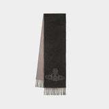 Double Face Single Orb Scarf - Vivienne Westwood - Wool - Grey