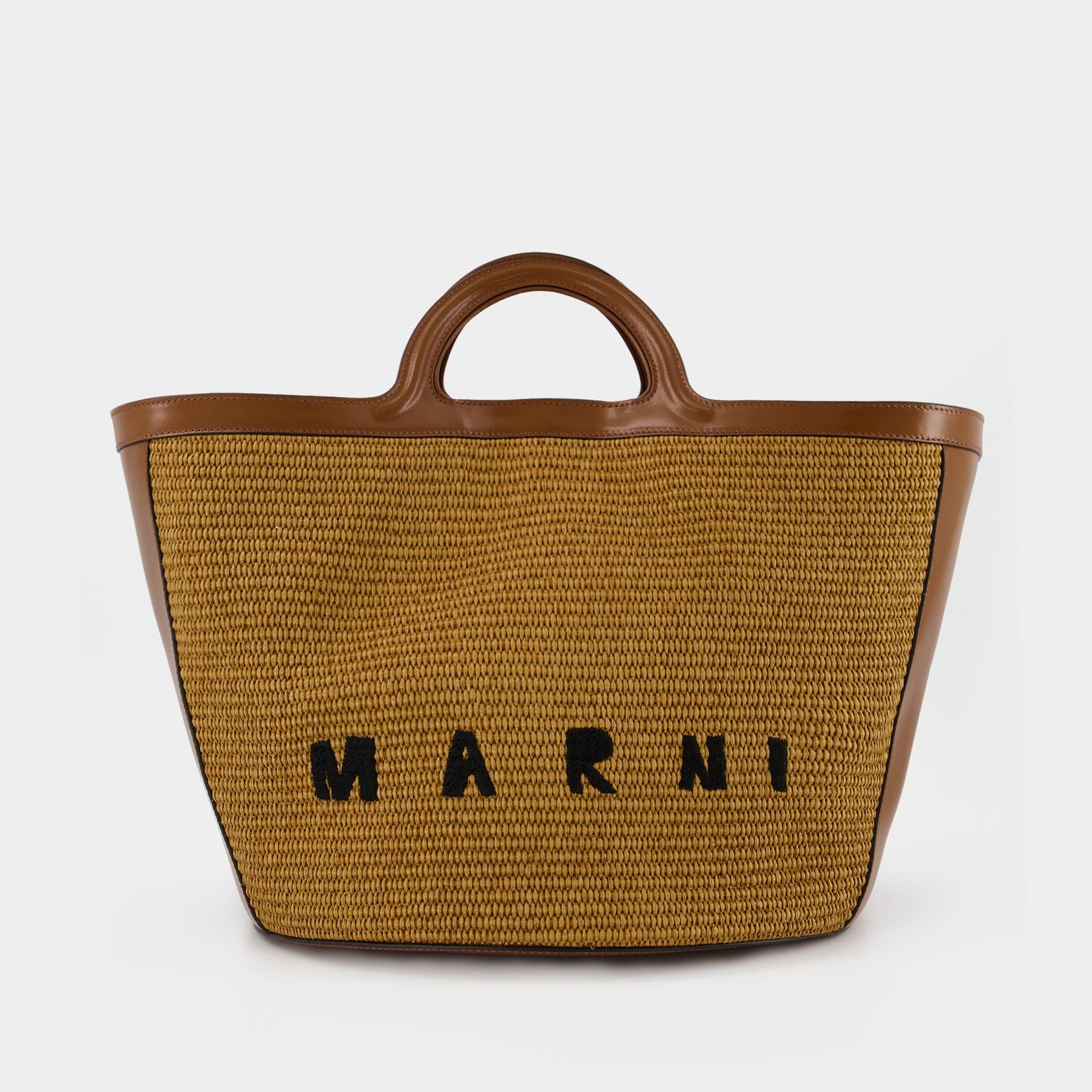 Tropicalia Large Shopper Bag - Marni - Raw Sienna - Leather