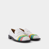 Elastic Loafer in White Leather