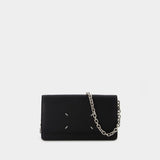 Large Chain Wallet in Black Leather