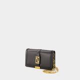 Greca Goddess Wallet On Chain - Versace - Leather - Black