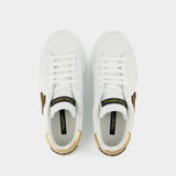 Portofino Sneakers - Dolce & Gabbana - White/Gold - Alligator