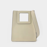Shirley Tall Leather Tote Bag in Cream Leather