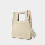 Shirley Tall Leather Tote Bag in Cream Leather