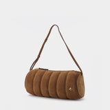 Padded Cylinder Bag in Brown Leather