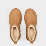 Classic Ultra Mini Ankle Boots in Brown Leather