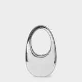 Mini Swipe Bag in Silver Leather