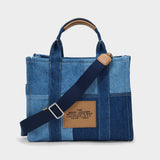 Medium Traveler Tote in Blue Denim Cotton