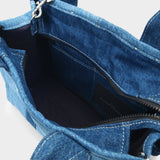 Medium Traveler Tote in Blue Denim Cotton