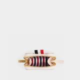 Zippered Coin Purse W/ Strap & 4Bar Applique In Pebble Grain Leather - L8, H8, W0.5 680 Lt Pink Small Leather Goods