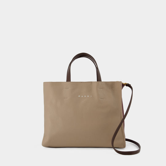 Museo Soft Ew Shopper Bag - Marni - Leather - Beige