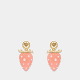 Strawberry Earrings - Casablanca - Metal - Pink