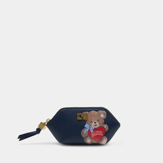Bear Coin Purse - Ganni - Leather - Black