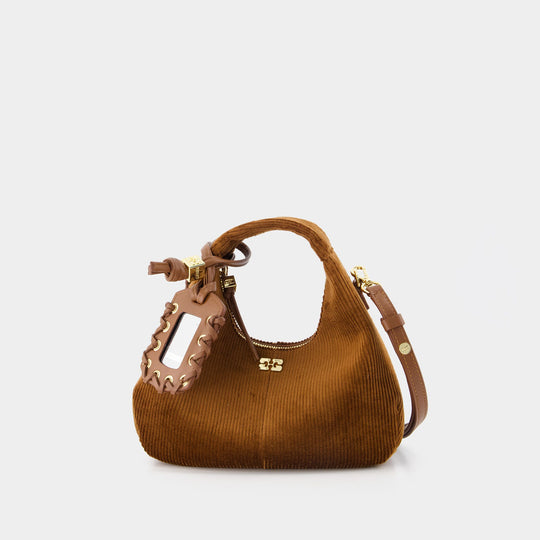Hobo Mini Hobo Corduroy Purse - Ganni - Synthetic - Brown