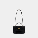Box Top Handle Purse - TOTEME - Leather - Black