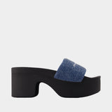Aw Denim Hotfix Platform Sandals - Alexander Wang - Cotton - Blue