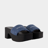 Aw Denim Hotfix Platform Sandals - Alexander Wang - Cotton - Blue