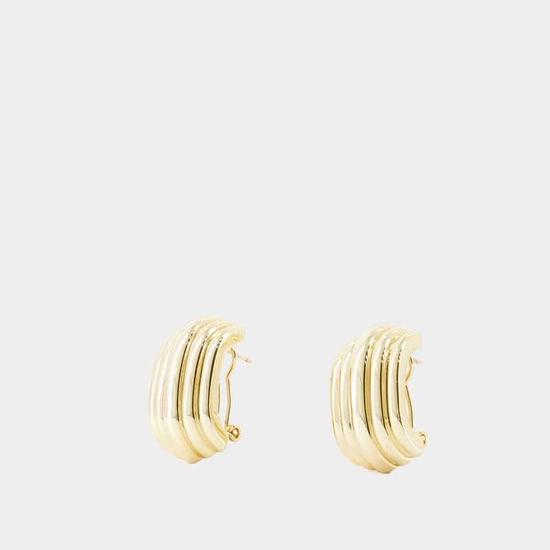 Chunky Ribbed Earrings - ANINE BING - Metal - Gold