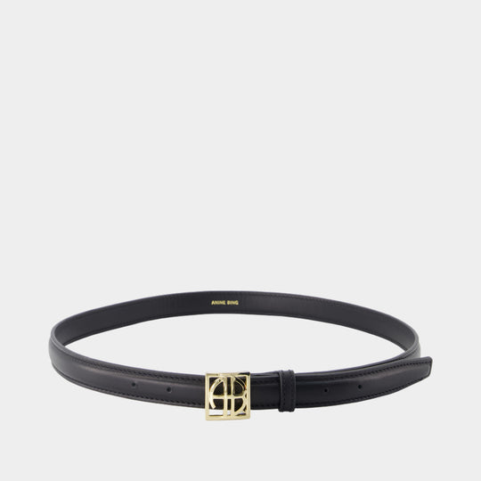 Monogram Belt - ANINE BING - Leather - Black