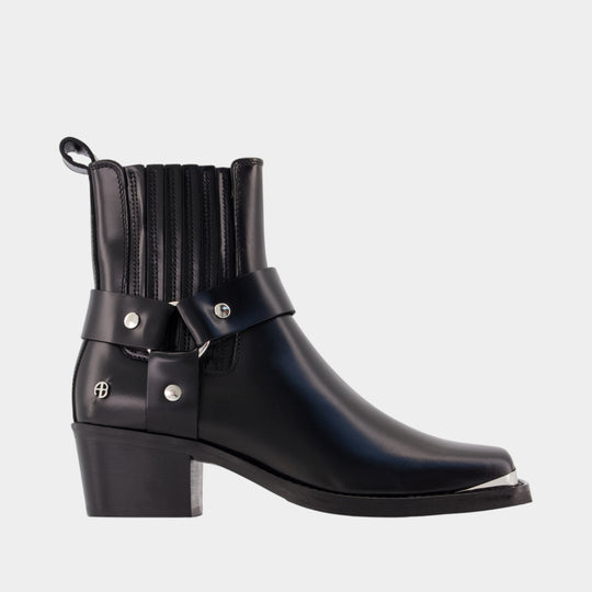 Mid-height biker ankle boots - ANINE BING - Leather - Black