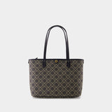 T Monogram Small Shopper Bag - Tory Burch - Cotton - Tory Navy