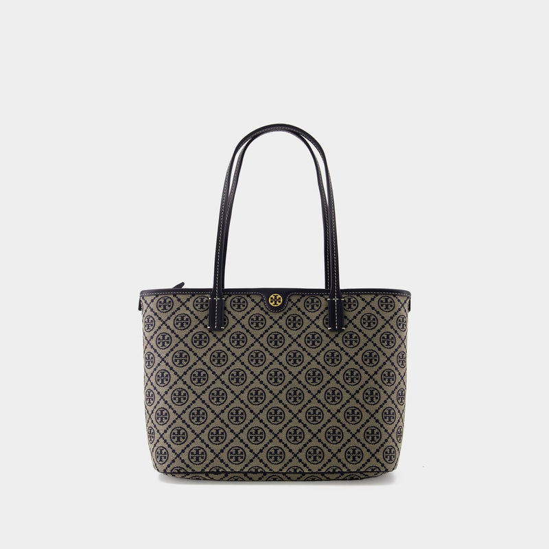 T Monogram Small Shopper Bag - Tory Burch - Cotton - Tory Navy