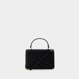 Kira Chevron Mini Top Handle Wallet On Chain - Tory Burch - Leather - Black